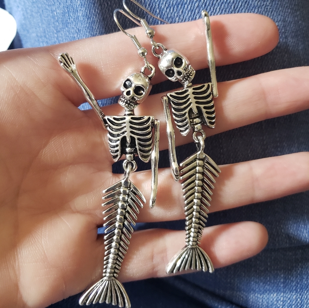 Mermaid skeleton earrings
